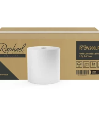 Hand Towel Roll - Raphael - Embossed - 200m - 2 Ply - White - Case of 6